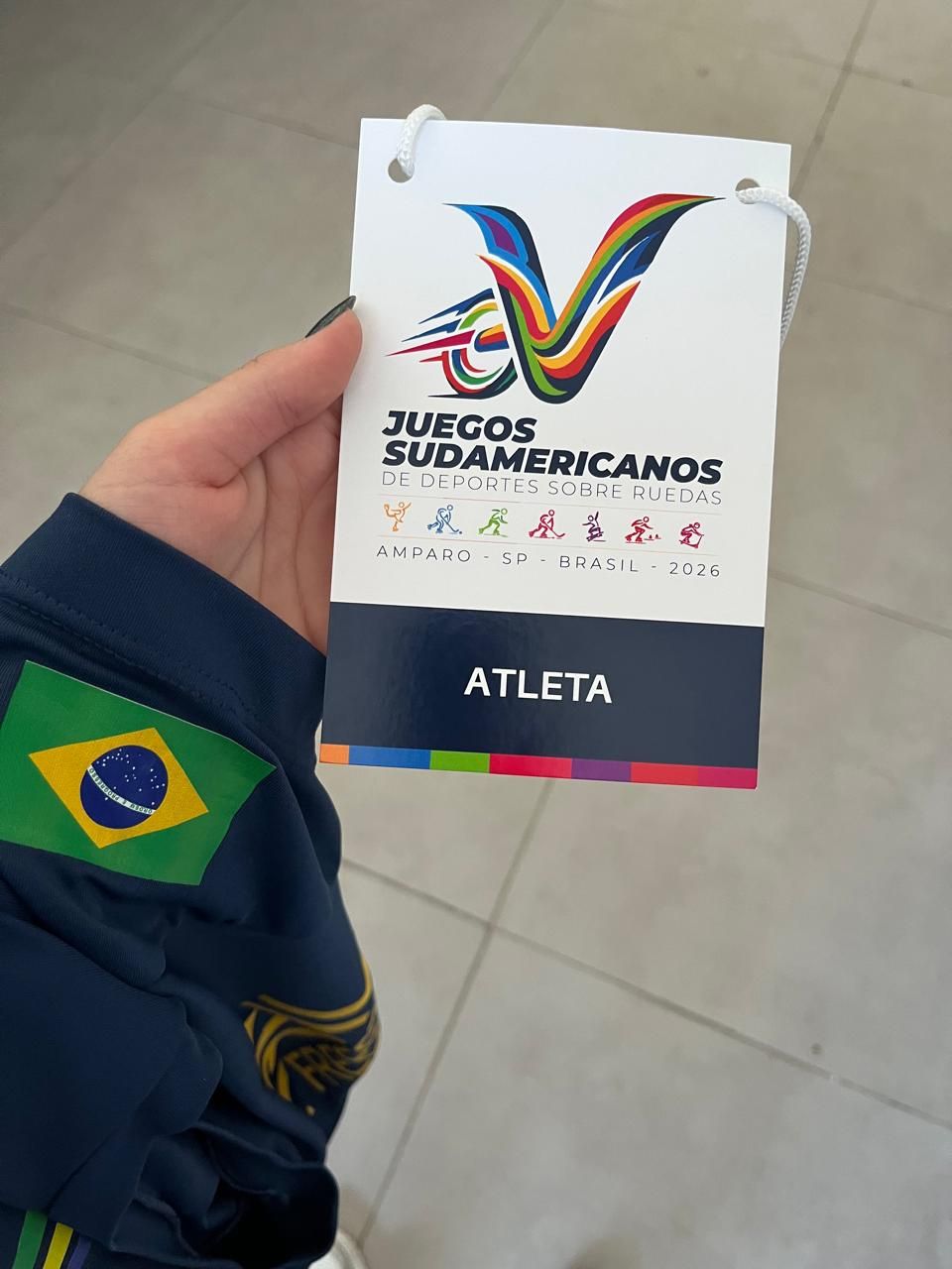 Credencial de atleta dos Jogos Sul-Americanos de esportes sobre rodas